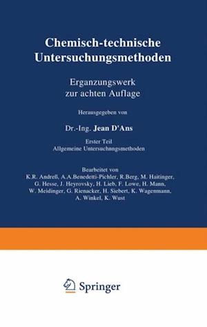 Chemisch-technische Untersuchungsmethoden Ergänzungswerk zur achten Auflage