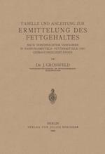 Tabelle und Anleitung zur Ermittelung des Fettgehaltes nach vereinfachtem Verfahren in Nahrungsmitteln • Futtermitteln und Gebrauchsgegenständen