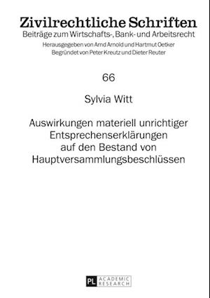 Auswirkungen materiell unrichtiger Entsprechenserklaerungen auf den Bestand von Hauptversammlungsbeschluessen