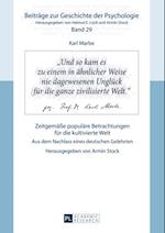 Karl Marbe: Zeitgemaeße populaere Betrachtungen fuer die kultivierte Welt