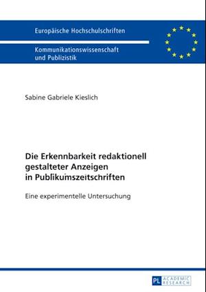 Die Erkennbarkeit redaktionell gestalteter Anzeigen in Publikumszeitschriften