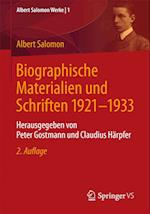 Biographische Materialien und Schriften 1921-1933