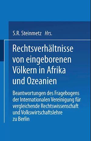 Rechtsverhältnisse Von Eingeborenen Völkern in Afrika Und Ozeanien