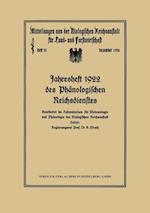 Jahresheft 1922 Des Phänologischen Reichsdienstes