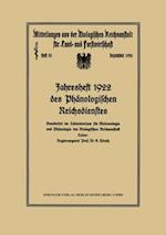 Jahresheft 1922 des Phänologischen Reichsdienstes