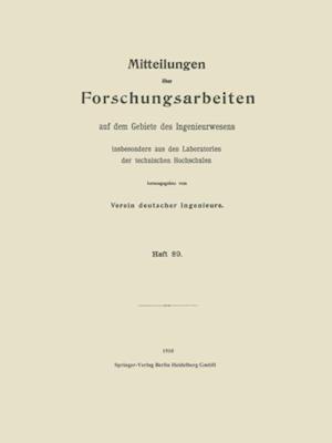 Mitteilungen über Forschungsarbeiten auf dem Gebiete des Ingenieurwesens