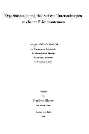 Experimentelle und theoretische Untersuchungen an ebenen Flächenantennen