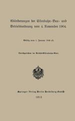 Abänderungen der Eisenbahn-Bau- und Betriebsordnung vom 4. November 1904