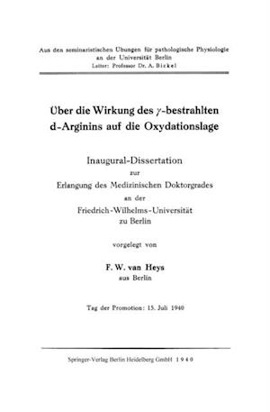 Über die Wirkung des ?-bestrahlten d-Arginins auf die Oxydationslage