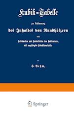 Kubik-Tabelle zur Bestimmung des Inhaltes von Rundhölzern nach Kubikmetern und Hundertteilen des Kubikmeters, mit augehängten Reduktionstafeln