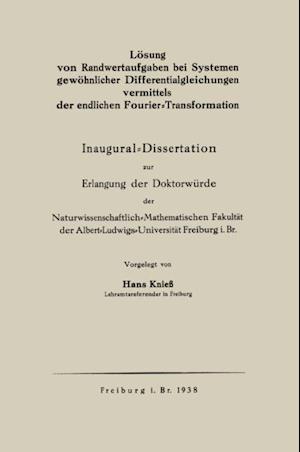 Lösung von Randwertaufgaben bei Systemen gewöhnlicher Differentialgleichungen vermittels der endlichen Fourier-Transformation