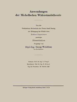 Anwendungen der Michellschen Widerstandstheorie