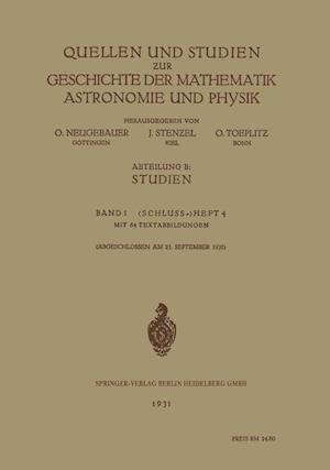 Quellen Und Studien &#438;ur Geschichte Der Mathematik Astronomie Und Physik