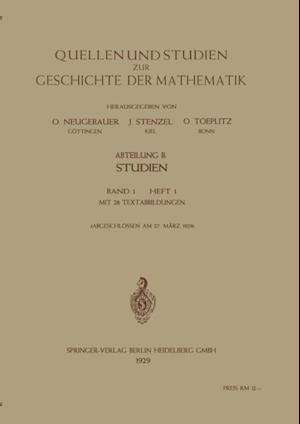 Quellen und Studien zur Geschichte der Mathematik, Astronomie und Physik