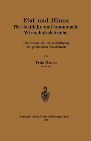 Etat und Bilanz für staatliche und kommunale Wirtschaftsbetriebe