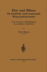 Etat und Bilanz für staatliche und kommunale Wirtschaftsbetriebe