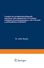 Grundriss der psychiatrischen Diagnostik nebst einem Anhang enthaltend die für den Psychiater wichtigsten Gesetzesbestimmungen und eine Uebersicht der gebräuchlichsten Schlafmittel