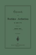 Chronik Des Deutschen Forstwesens Im Jahre 1881