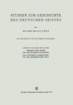 Studien Zur Geschichte Des Deutschen Geistes