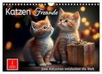 Katzen Freunde (Wandkalender 2024 DIN A4 quer)