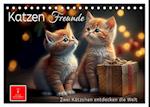 Katzen Freunde (Tischkalender 2024 DIN A5 quer)