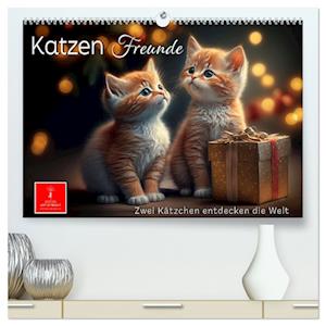 Katzen Freunde (Premium, hochwertiger DIN A2 Wandkalender 2024, Kunstdruck in Hochglanz)