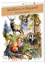 Waldtiere in Aquarell - Heimische Tierarten (Wandkalender 2024 DIN A4 hoch)