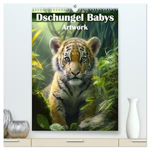 Dschungelbabys - Artwork (hochwertiger Premium Wandkalender 2024 DIN A2 hoch), Kunstdruck in Hochglanz