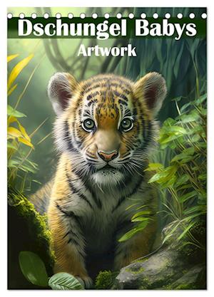 Dschungelbabys - Artwork (Tischkalender 2024 DIN A5 hoch), CALVENDO Monatskalender