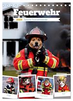 Feuerwehr - Tierischer Feuerwehrkalender (Tischkalender 2024 DIN A5 hoch)