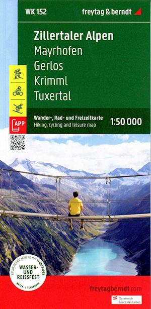 Zillertal Alps, hiking, cycling and leisure map