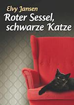 Roter Sessel, schwarze Katze