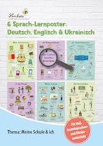 6 Sprach-Lernposter: Deutsch, Englisch, Ukrainisch