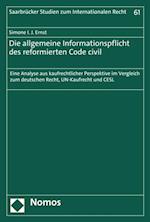 Die allgemeine Informationspflicht des reformierten Code civil