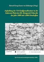 Aufstellung der 714 Großgrundbesitzer in der Gubernie Plock des III. Königreich Polen für das Jahr 1909 mit 1.096 Ortschaften