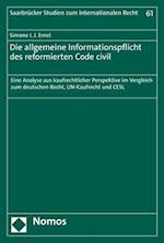 Die allgemeine Informationspflicht des reformierten Code civil