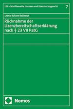 Rücknahme der Lizenzbereitschaftserklärung nach § 23 VII PatG