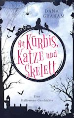 Mit Kürbis, Katze und Skelett