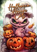 Halloween Horror Cats Coloring Book for Adults
