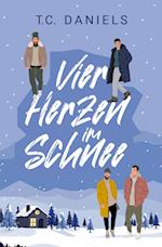 Vier Herzen im Schnee