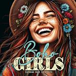 Boho Girls Coloring Book for Adults