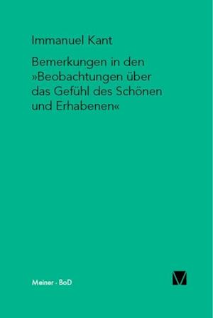 Bemerkungen in den »Beobachtungen über das Gefühl des Schönen und Erhabenen«