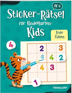 Sticker-Rätsel für Kindergarten-Kids. Erste Zahlen