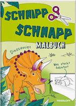 Schnipp Schnapp Malbuch. Dinosaurier. Was steckt dahinter?