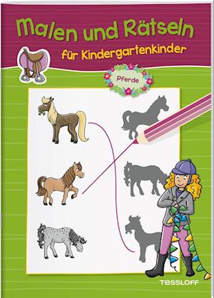 Malen und Rätseln für Kindergartenkinder. Pferde