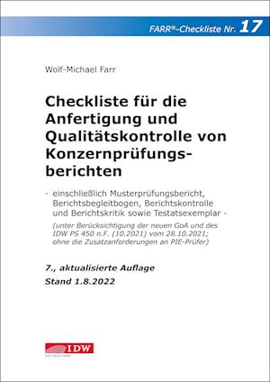 Checkliste 17 für die Anfertigung und Qualitätskontrolle von Konzernprüfungsberichten