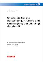 FARR Checkliste 8 für die Aufstellung, Prüfung und Offenlegung des Anhangs der GmbH