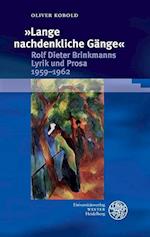 Lange Nachdenkliche Gange. Rolf Dieter Brinkmanns Lyrik Und Prosa 1959-1962