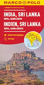 India, Sri Lanka, Nepal, Bangladesh Marco Polo Map