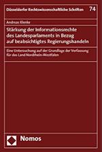 Starkung Der Informationsrechte Des Landesparlaments in Bezug Auf Beabsichtigtes Regierungshandeln